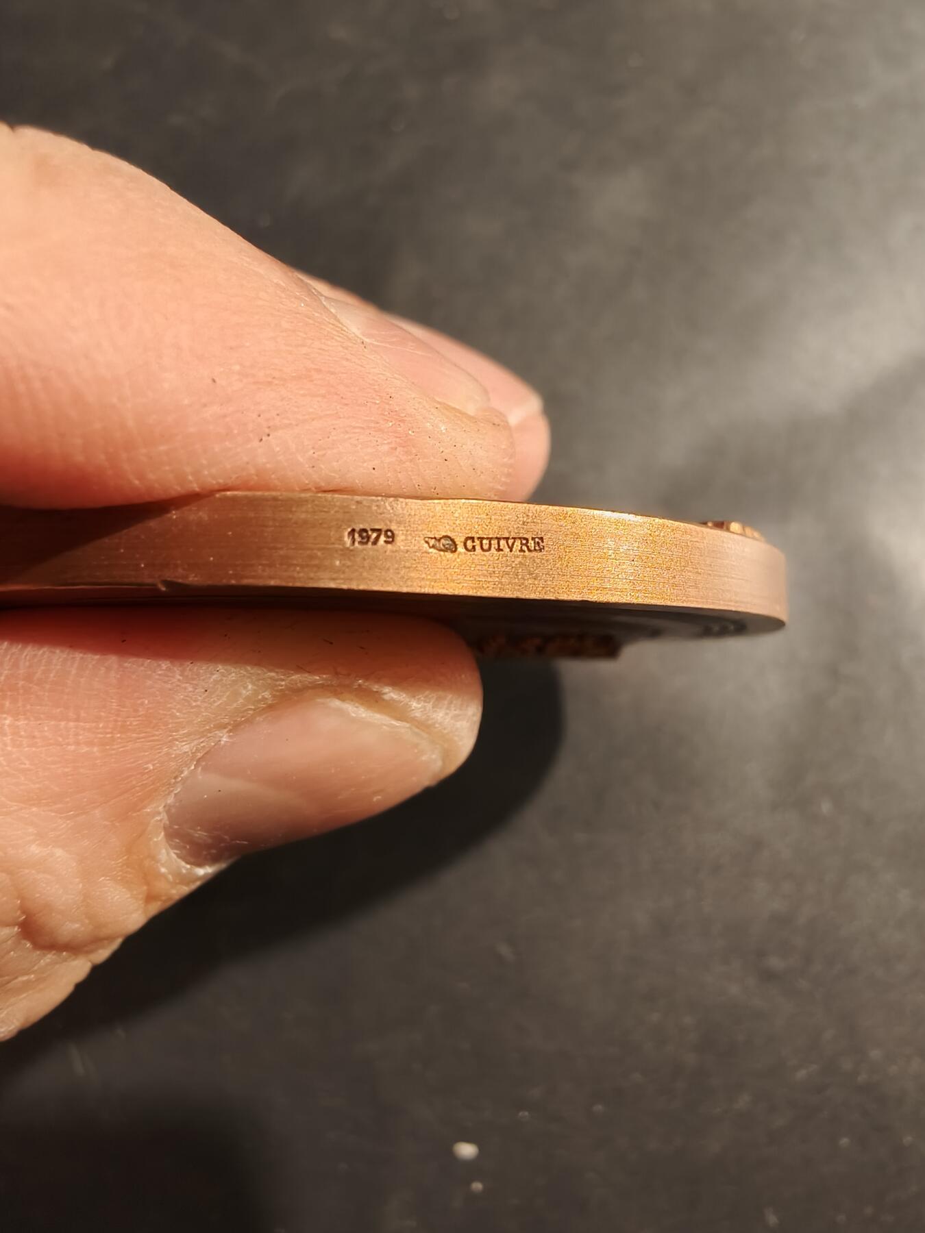 老王徽章第181期 法国教师协会秘书长大铜章    原盒    高浮雕     直径59mm    重量151.9g