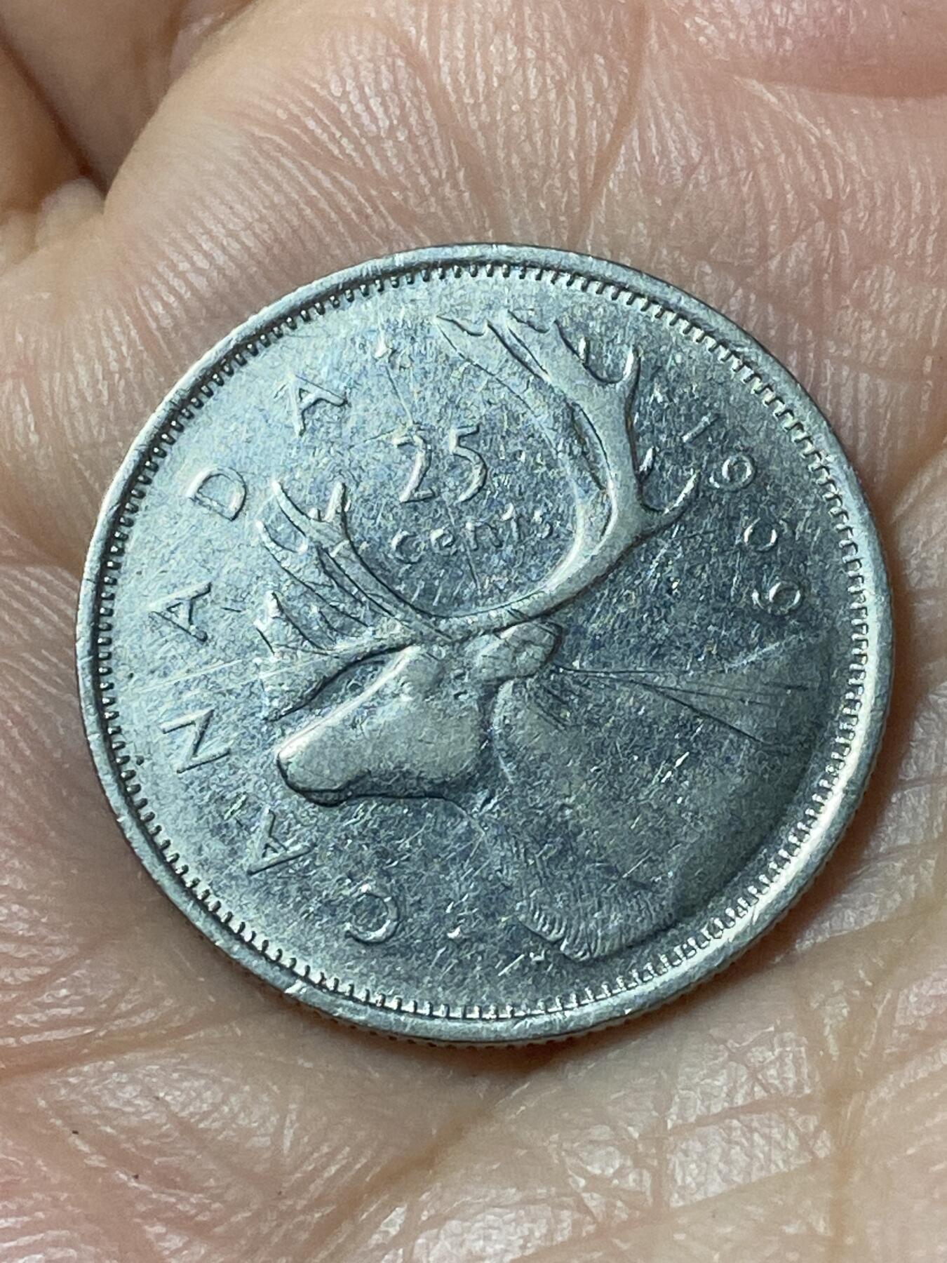 2026年第二十一场(总第一百九十场）外国好品散币场(免佣金) 加拿大🇨🇦1969年25分(伊丽莎白二世中年花冠第三版)