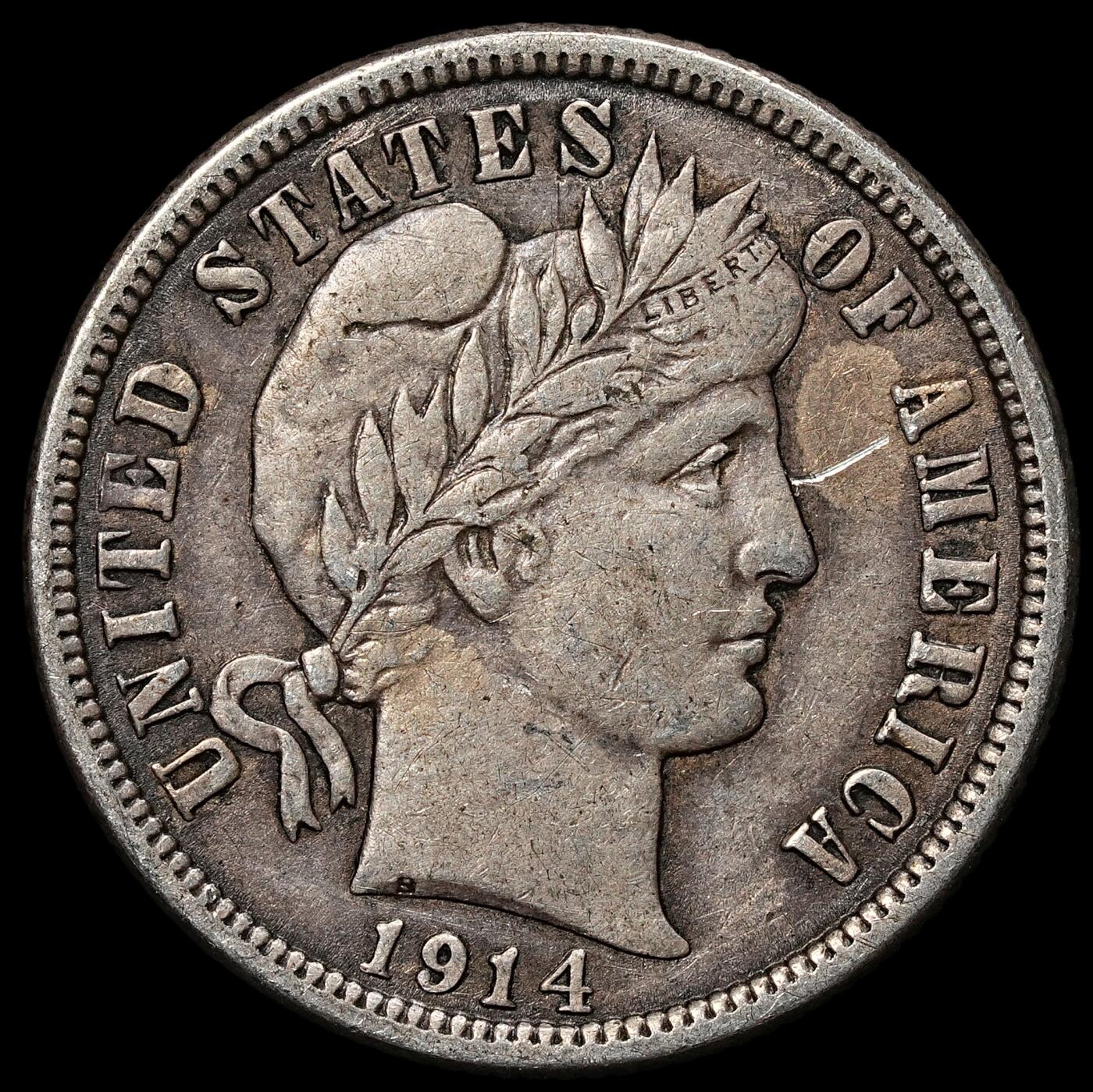 修遠堂世界钱币第104期 1914年美国10美分银币