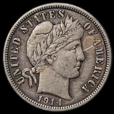 修遠堂世界钱币第104期 - 1914年美国10美分银币