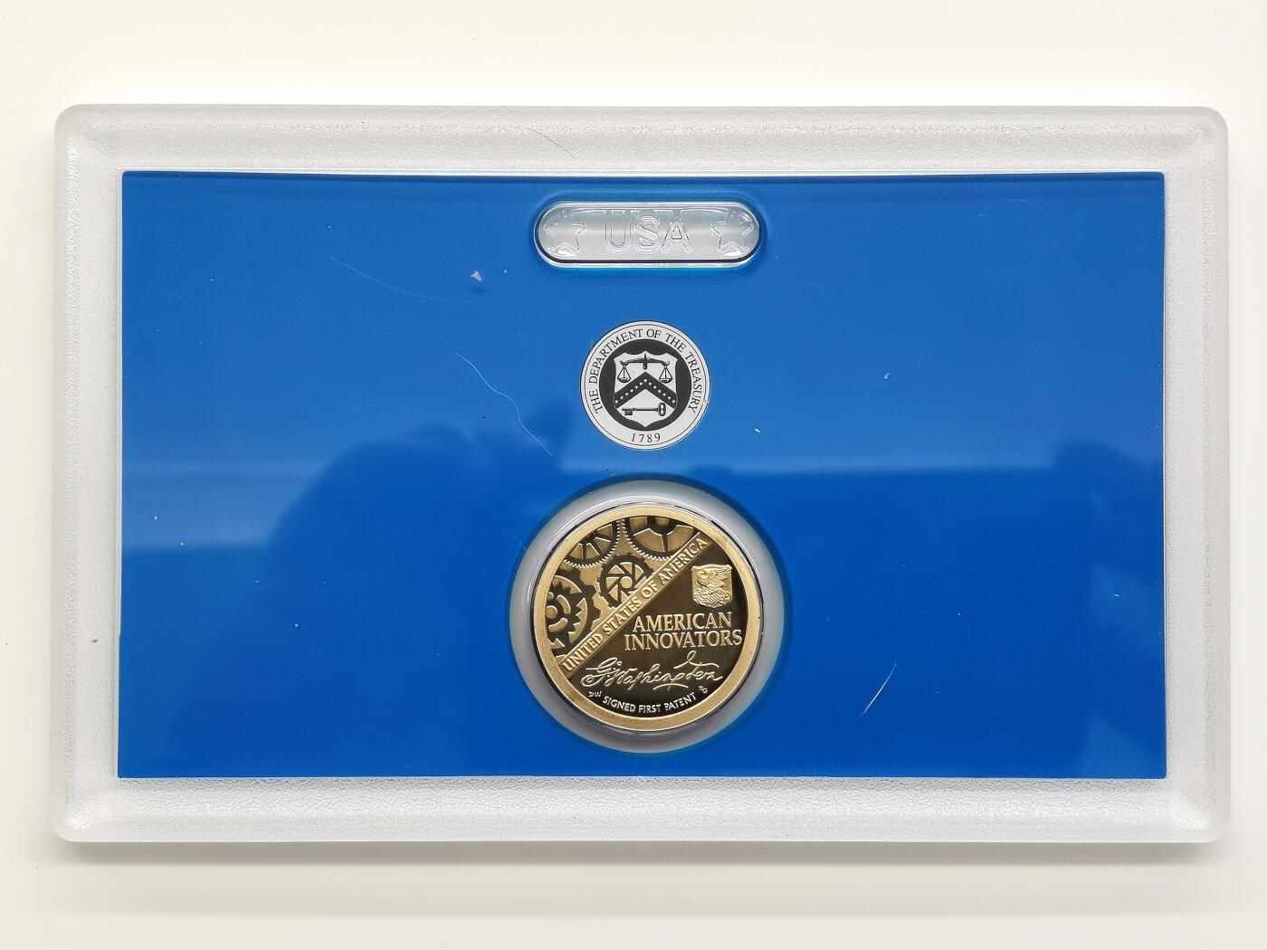 博洋堂蛇年收官专场暨第161期（全场包邮） 2018年美国1美元精制纪念币 美国创新系列（第一枚龙头） 封装盒证全