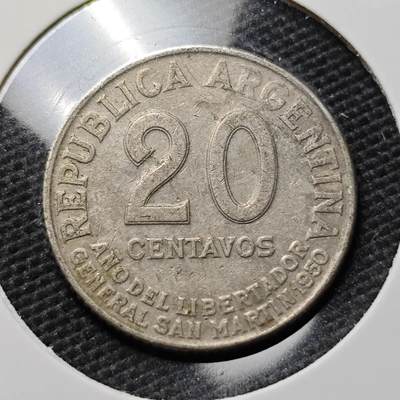KK钱币收藏小铺  第395期  2月预留时间 周末发货 -  1950阿根廷20分纪念币