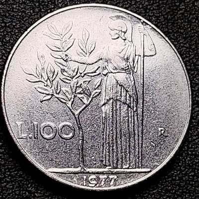 泉币菌-第185场- 精品福利场 23:30分 今天第二场  不见不散（192场和之前的 2月14日发货） - 意大利早期100里拉 月亮和记忆女神密涅瓦 不锈钢币 27.8mm