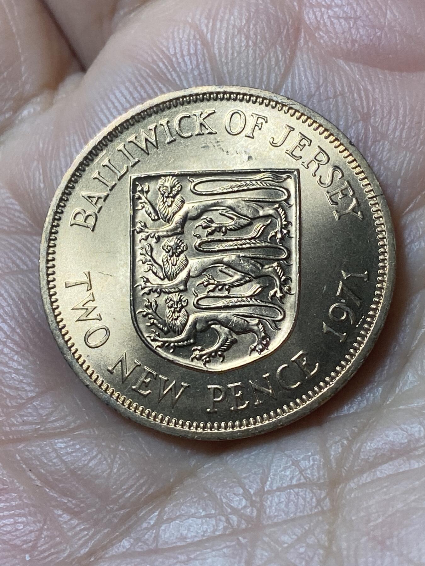 2026年第二十一场(总第一百九十场）外国好品散币场(免佣金) 原光好品–英属泽西岛🇯🇪1971年2新便士(伊丽莎白二世中年花冠，十进制第一套首发年)