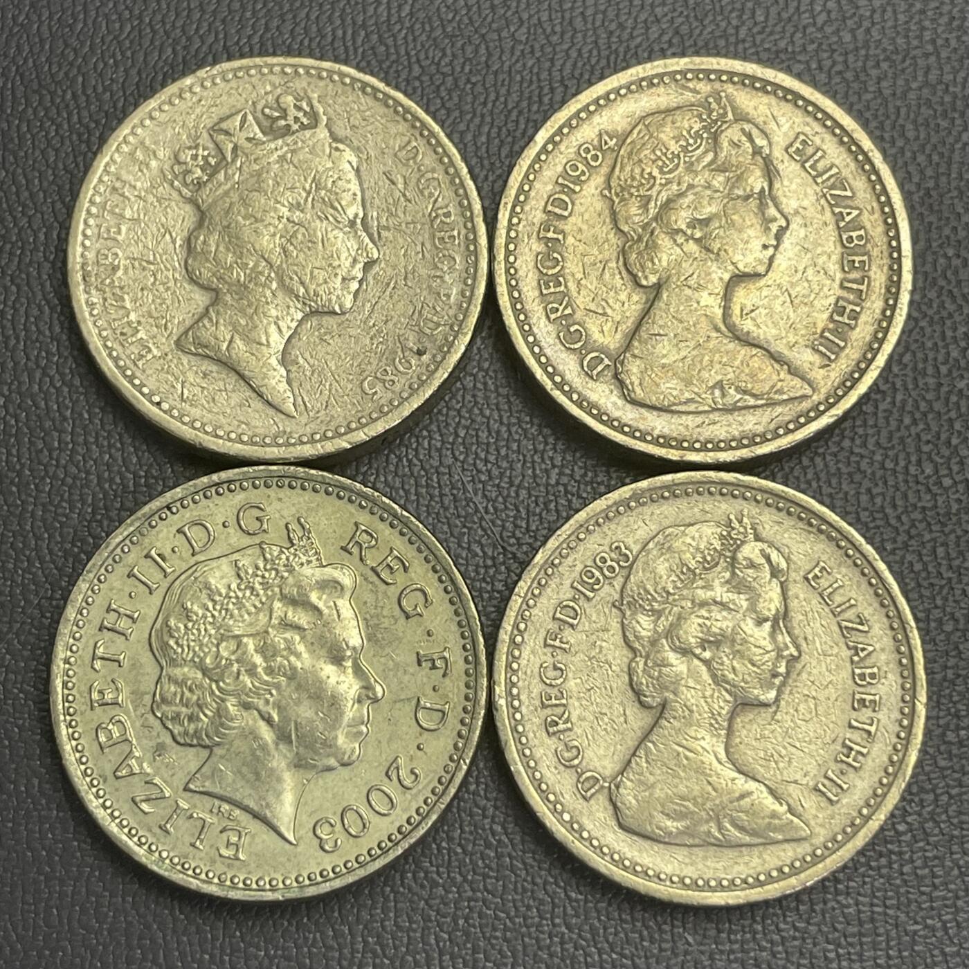 回流0207 英国1英镑加厚铜币4枚