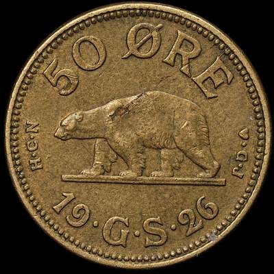修遠堂世界钱币第104期 - 1926年格陵兰50欧尔