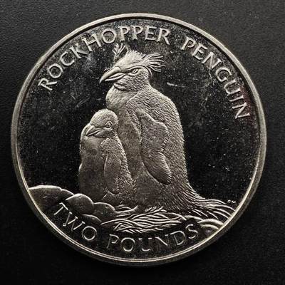  【淘币小摊】限时拍第八百七十拍   克朗币邮币封场    年前最后一场结束全部发出请更换最新收货地址不方便收货的请勿参拍或者顺丰到付 - 南乔治亚和南桑德威奇2006年2镑黄眉企鹅纪念币