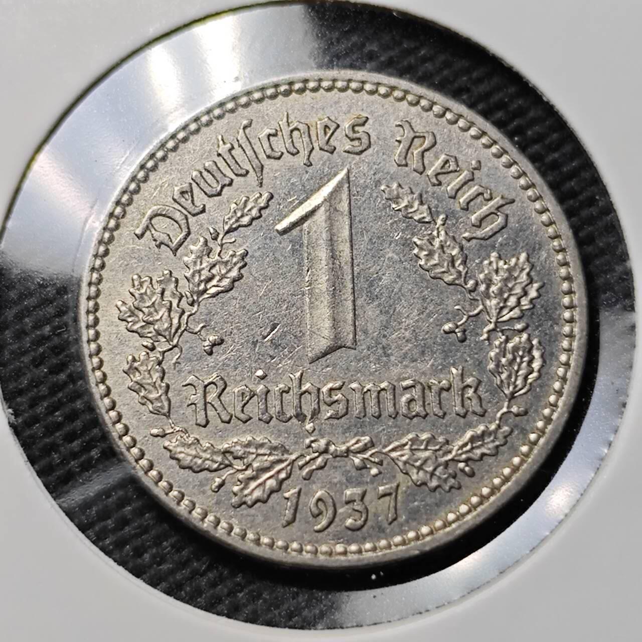 KK钱币收藏小铺  第394期  2月预留时间 周末发货  1937德国1马克镍币