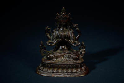 上海都达杂项专场三十四【年后发货全场包邮】  尼泊尔铜四臂观音造像88-12