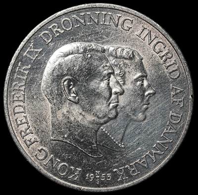 修遠堂世界钱币第104期 - 1953年丹麦格林兰结核防治纪念2克朗银币 15g，含银80%