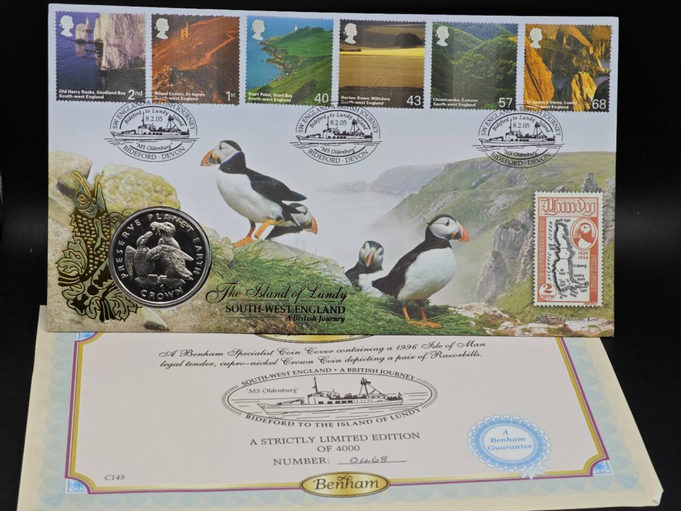  【淘币小摊】限时拍第八百七十拍   克朗币邮币封场    年前最后一场结束全部发出请更换最新收货地址不方便收货的请勿参拍或者顺丰到付 马恩岛1996年保护地球系列克朗纪念币邮币封