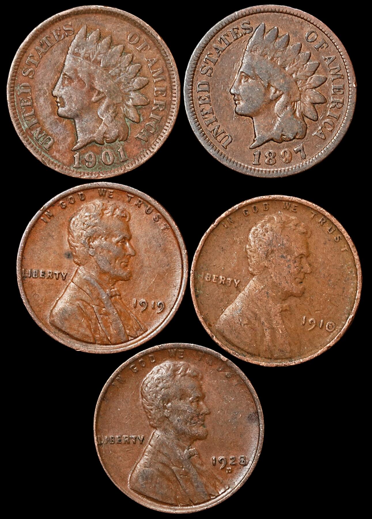 修遠堂世界钱币第104期 美国旧1美分铜币一组