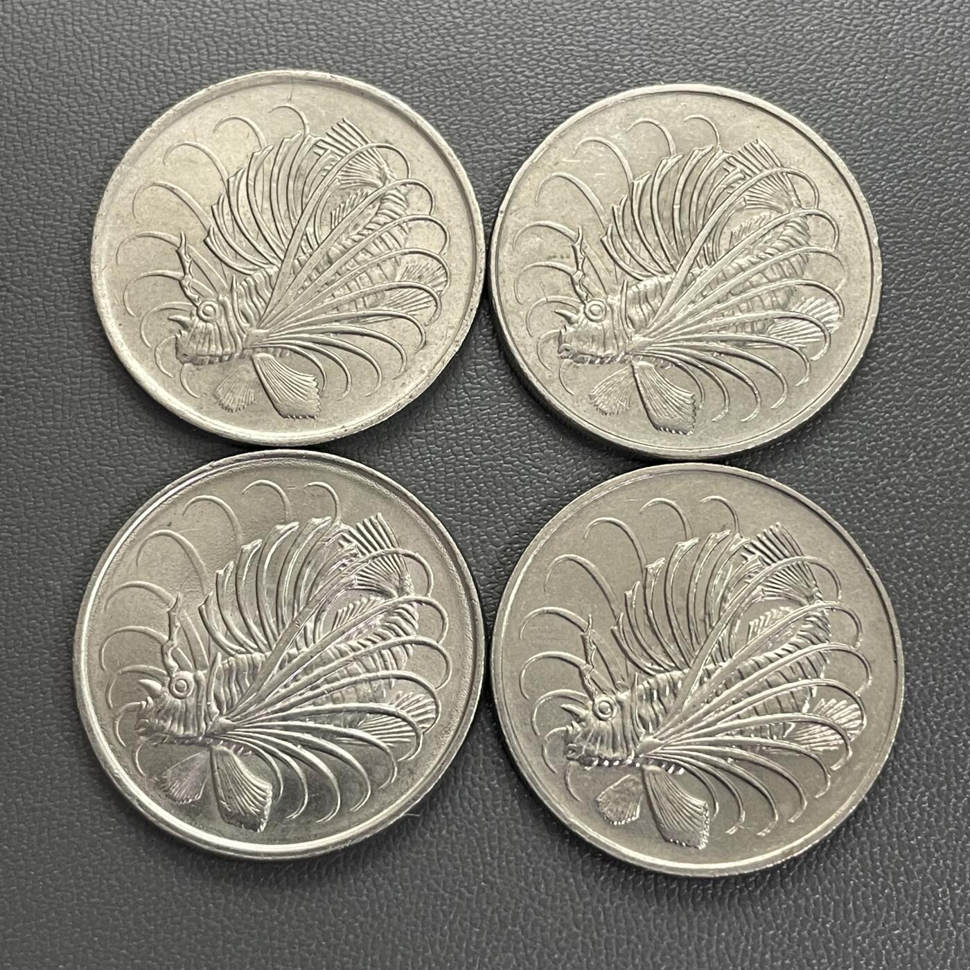 回流0207 新加坡50分狮子鱼不同年份4枚