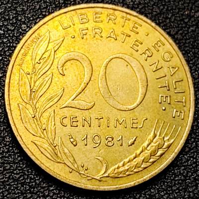 泉币菌-第182场- 精品福利场 - 法国1981年20生丁铜币 玛丽安娜 入欧前末版 绝版