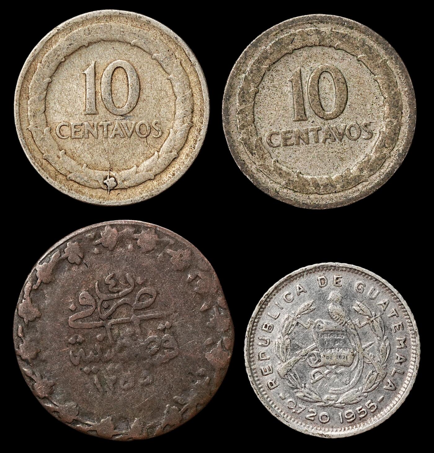 修遠堂世界钱币第104期 世界银币4枚，含银量不一，总重7.25g