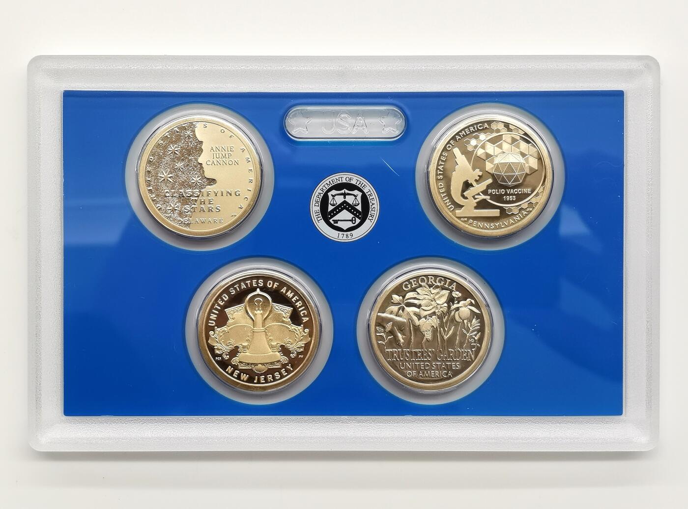博洋堂蛇年收官专场暨第161期（全场包邮） 2019年美国1美元X4精制纪念币套 美国创新系列 封装盒证全