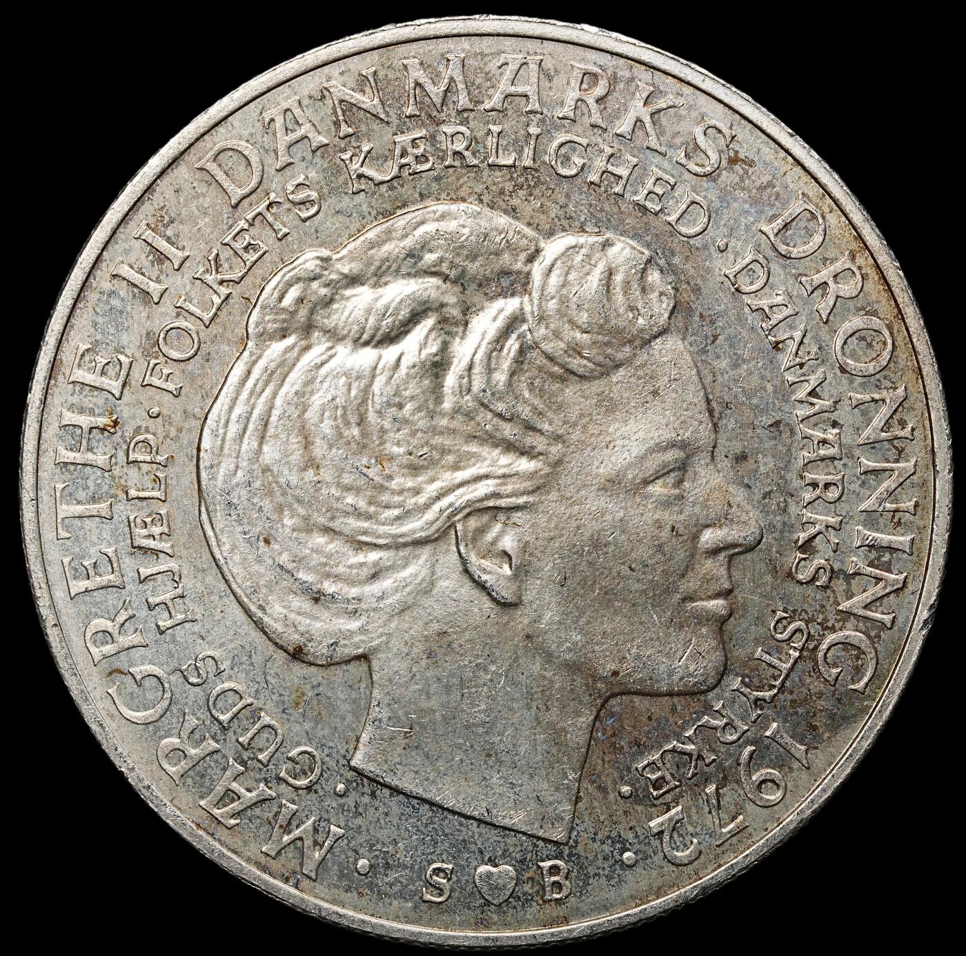 修遠堂世界钱币第104期 1972年丹麦国王更迭纪念10克朗银币 20.40g，含银80%