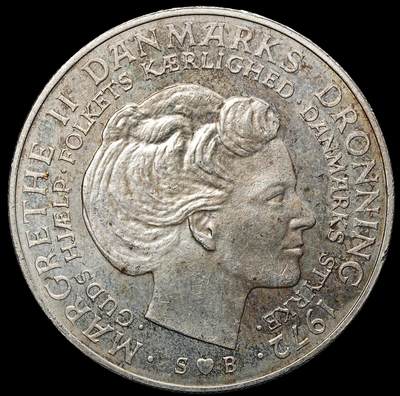 修遠堂世界钱币第104期 - 1972年丹麦国王更迭纪念10克朗银币 20.40g，含银80%