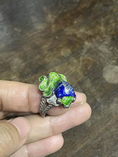 杂项 - 银烤蓝鱼戒指