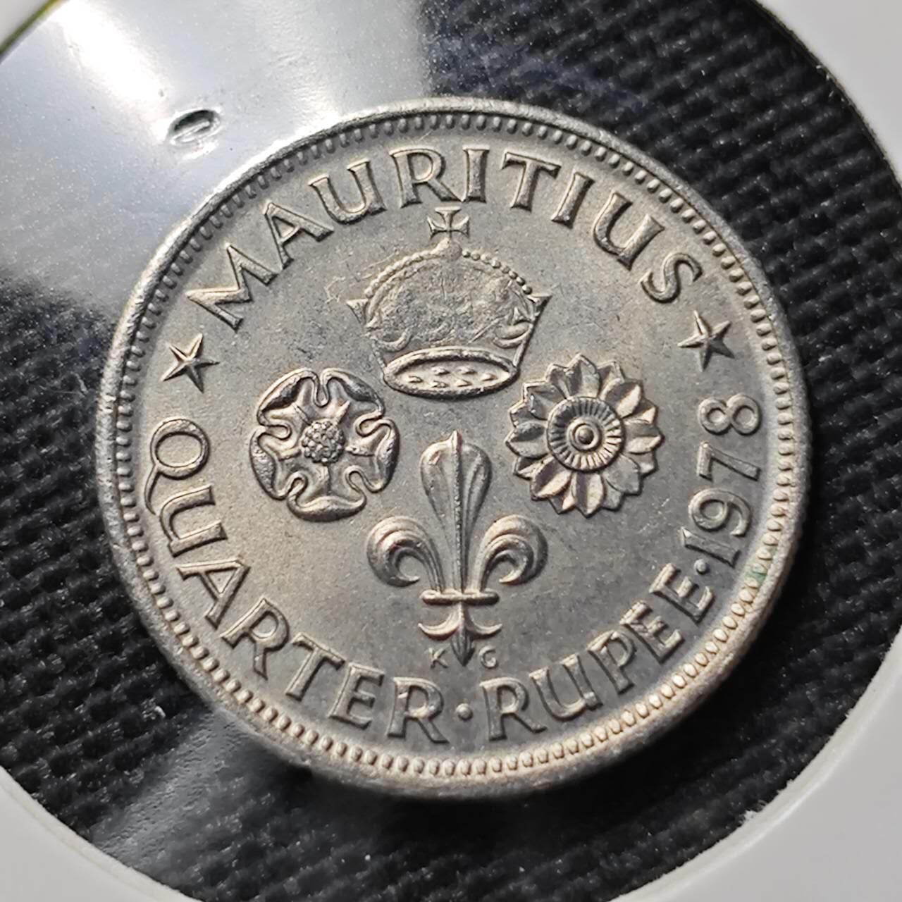 KK钱币收藏小铺  第395期  2月预留时间 周末发货 1978英属毛里求斯1/4卢比 