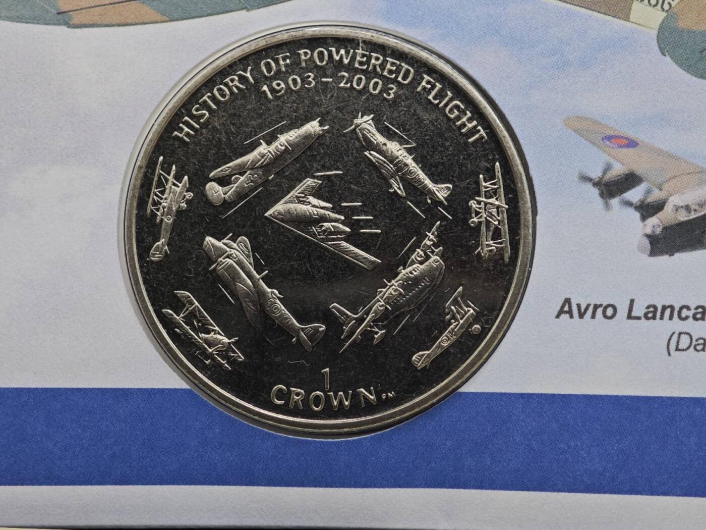  【淘币小摊】限时拍第八百七十拍   克朗币邮币封场    年前最后一场结束全部发出请更换最新收货地址不方便收货的请勿参拍或者顺丰到付 直布罗陀2003年飞机历史百年克朗纪念币邮币封