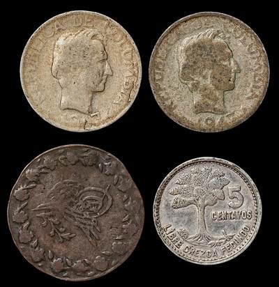 修遠堂世界钱币第104期 - 世界银币4枚，含银量不一，总重7.25g