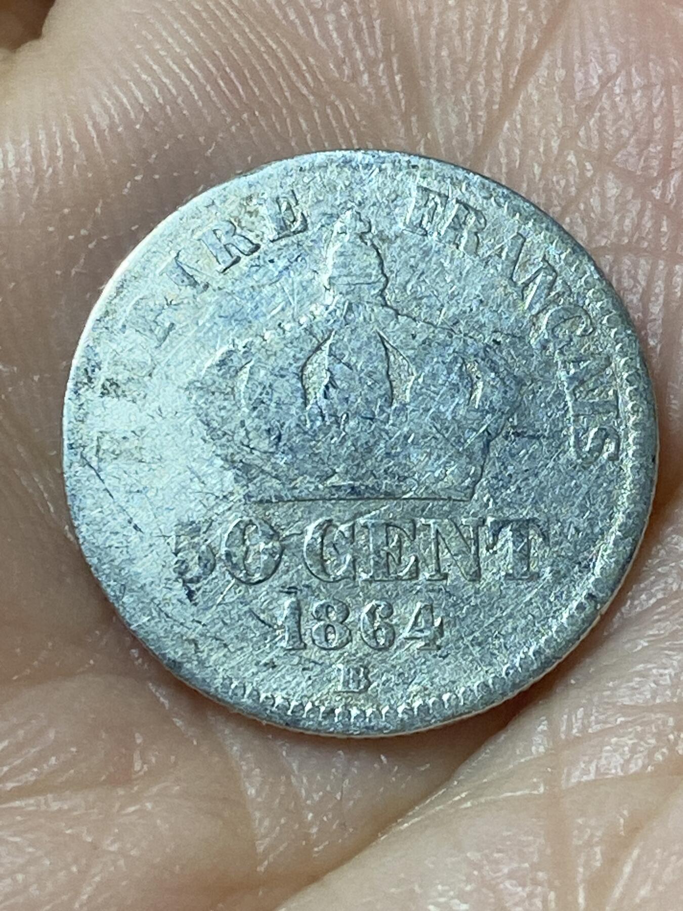 2026年第二十一场(总第一百九十场）外国好品散币场(免佣金) 法兰西第二帝国1864年50生丁银币(拿破仑三世第二版，BB标斯特拉斯堡造，835高银)