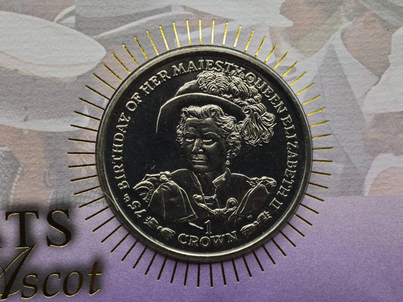  【淘币小摊】限时拍第八百七十拍   克朗币邮币封场    年前最后一场结束全部发出请更换最新收货地址不方便收货的请勿参拍或者顺丰到付 直布罗陀2001年女王75周岁克朗纪念币邮币封