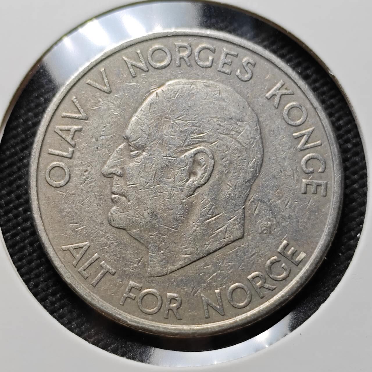 KK钱币收藏小铺  第394期  2月预留时间 周末发货 1963挪威5克朗 