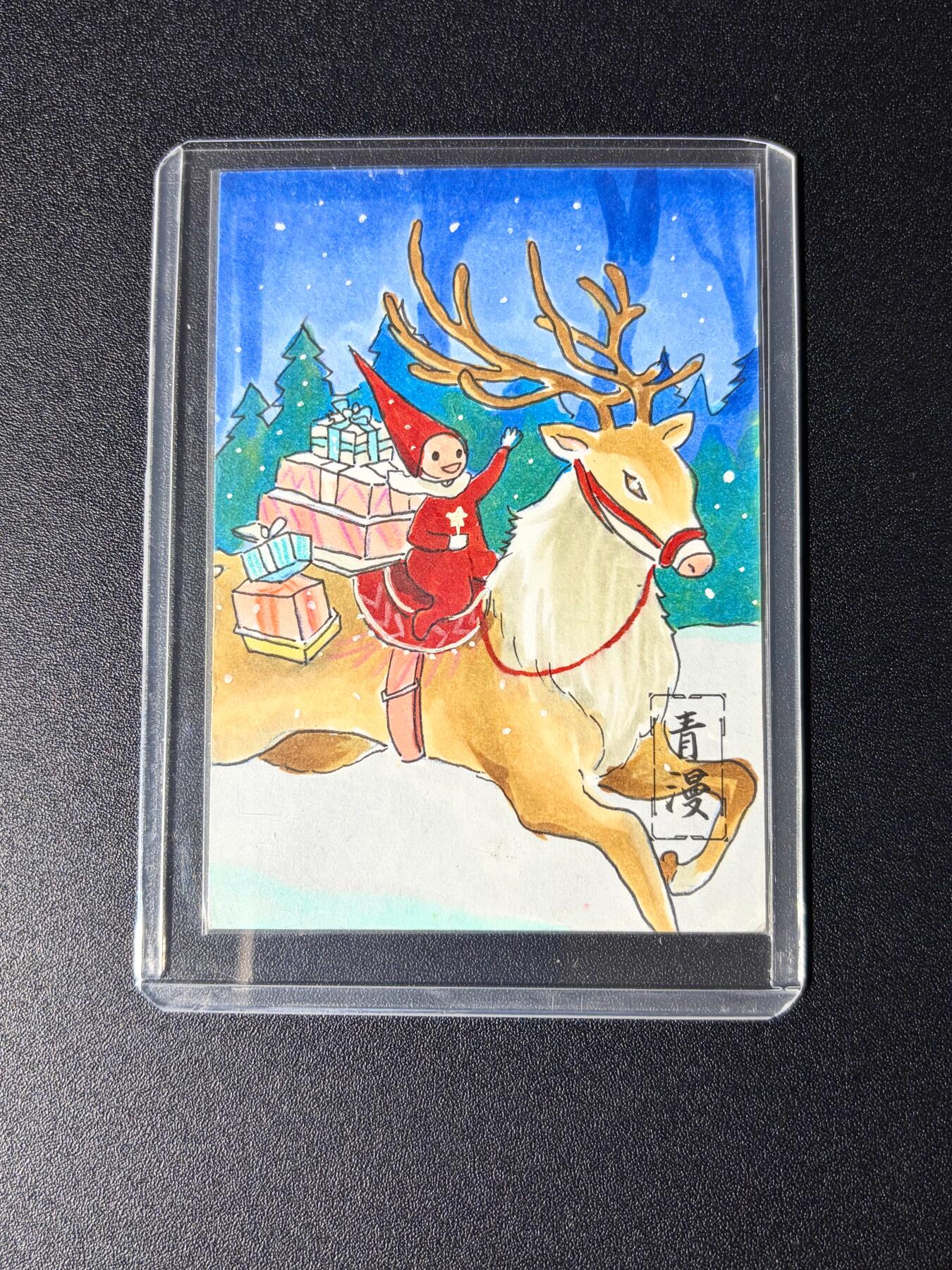 NO.24 好又多金牌大场，年前最后一期，全场中拍有礼！每周一站式配齐，方便凑单！（周6晚9点截拍，卖家送拍0抽成！ 【1/1手绘卡】青漫文创 画师虎子 圣诞驯鹿