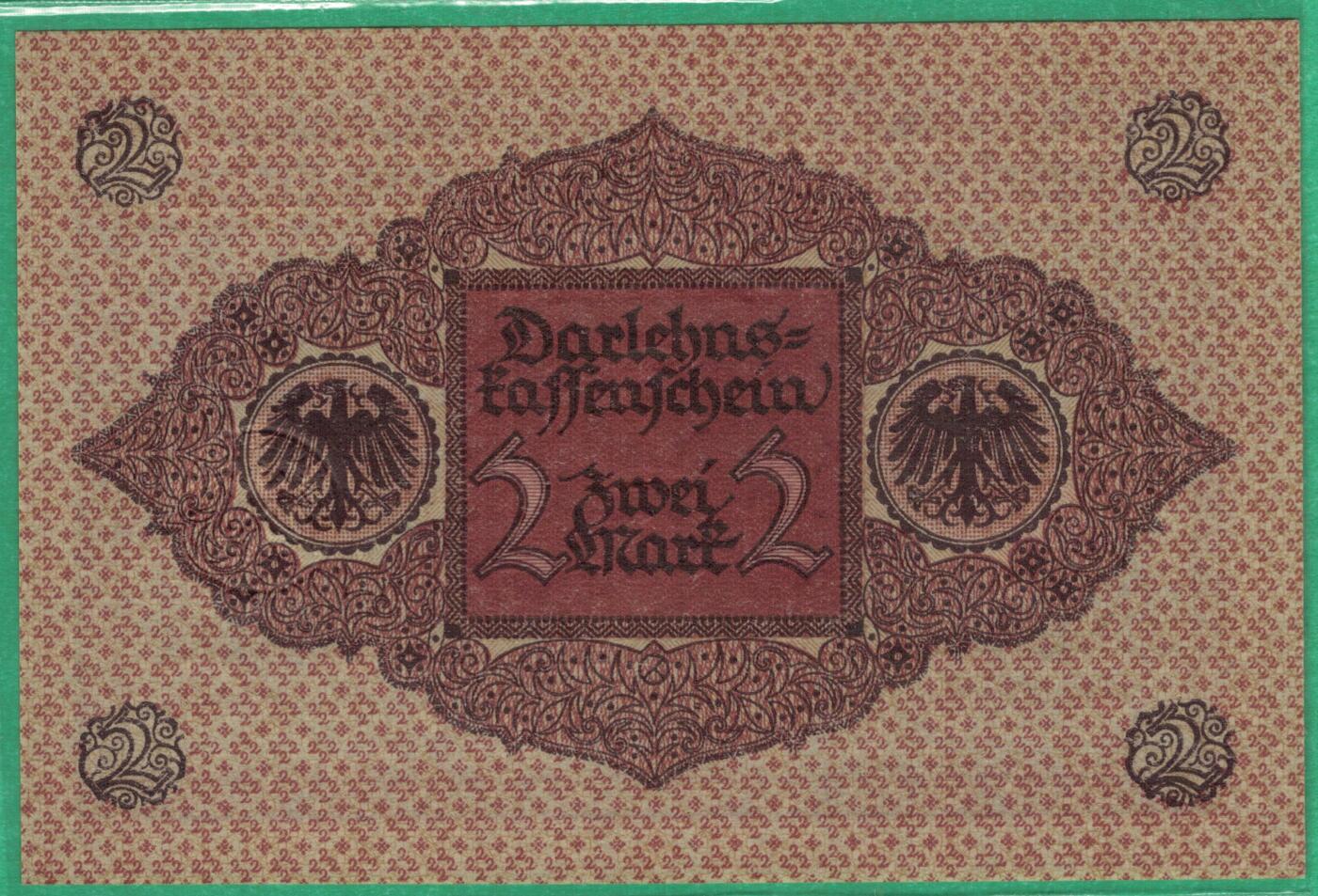 德国1920年2马克 P-60 棕色 欧洲纸币 实物图 UNC 