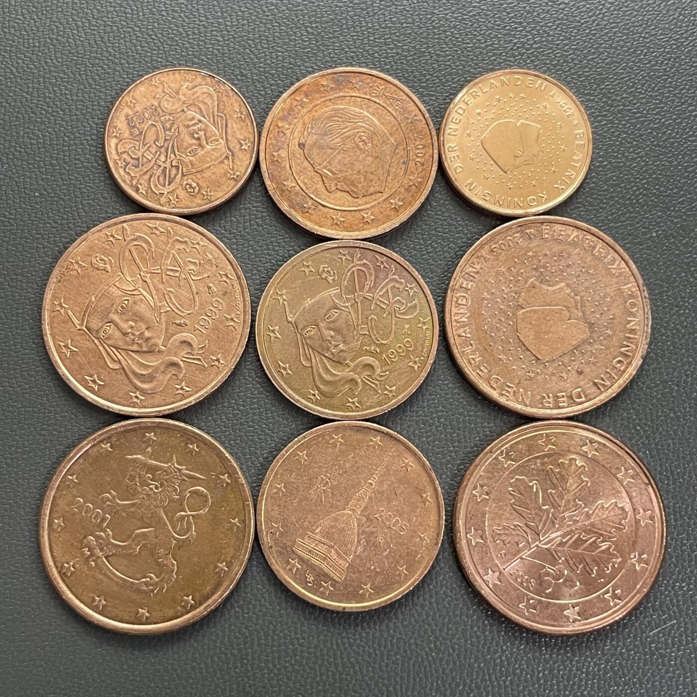 回流0207 欧元分币一组9枚