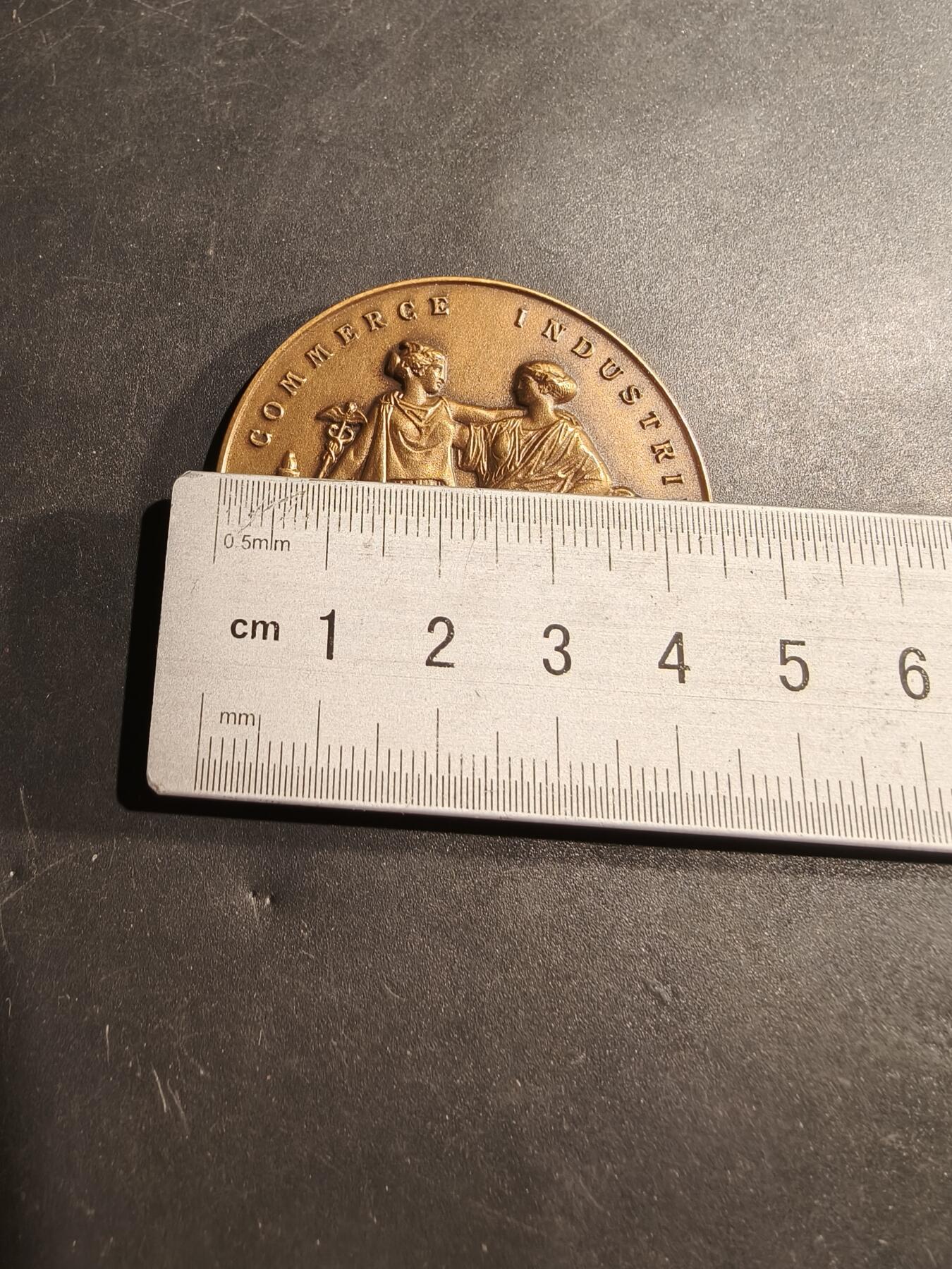 老王徽章第181期 法国阿尔芒蒂耶尔-阿泽布鲁克商会大铜章     原盒      直径45mm     重量37.2g