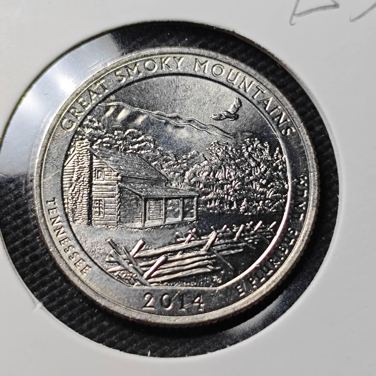 KK钱币收藏小铺  第395期  2月预留时间 周末发货 2014美国25分 纪念币 好品