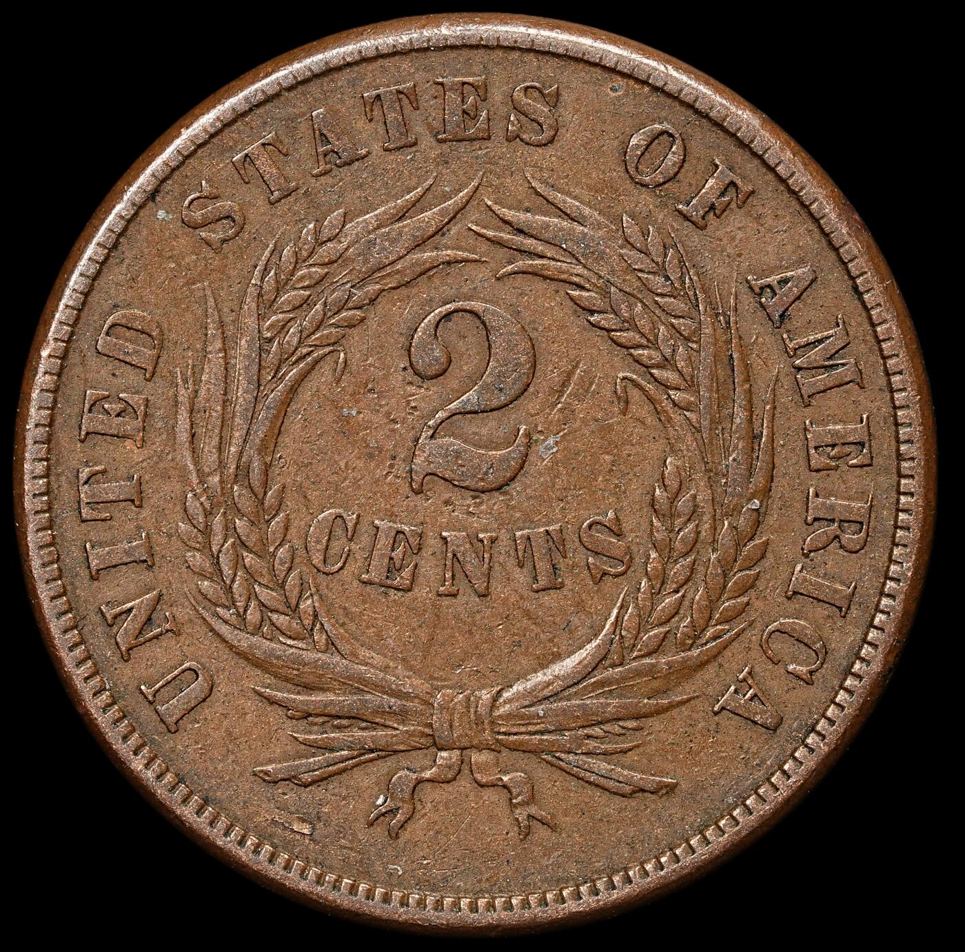 修遠堂世界钱币第104期 1866年美国2美分铜币