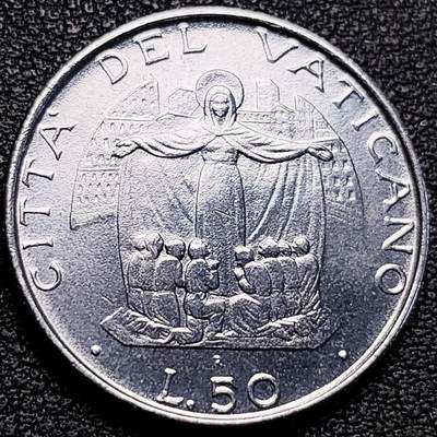 泉币菌-第183场- 精品福利场 - 原光极美 梵蒂冈1987年50里拉合金钢币 教皇约翰保罗二世 24.9MM 