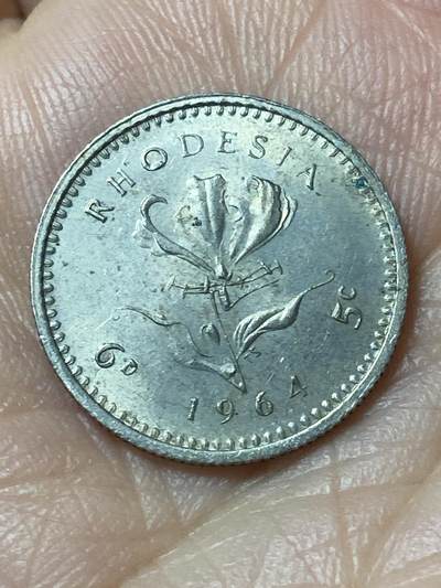 2026年第二十一场(总第一百九十场）外国好品散币场(免佣金) - 英属罗德西亚1964单年份5分(6便士和5分双面值，伊丽莎白二世中年花冠)