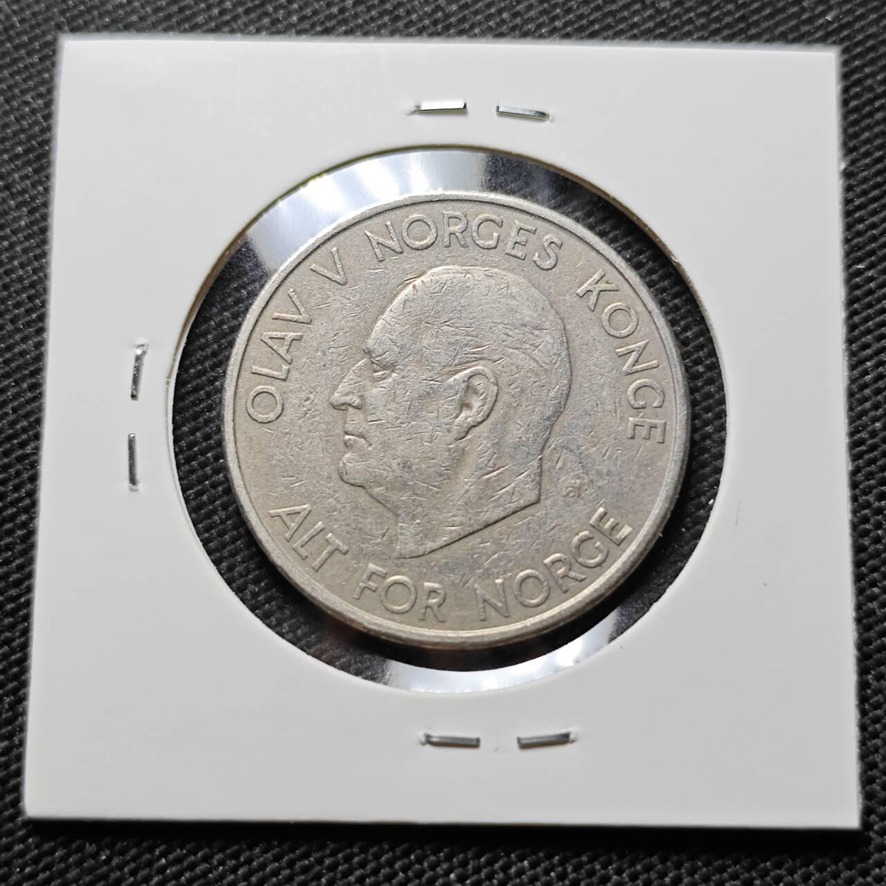 KK钱币收藏小铺  第394期  2月预留时间 周末发货 1963挪威5克朗 