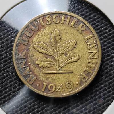 KK钱币收藏小铺  第394期  2月预留时间 周末发货 -  1949联邦德国5芬尼 银行版