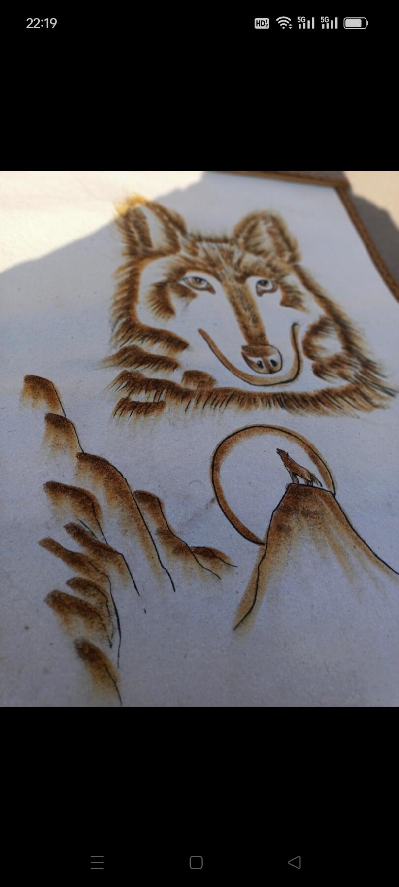 一对毛毡 狼王 图，纯手工烫制，艺术精品，悬挂佳品！