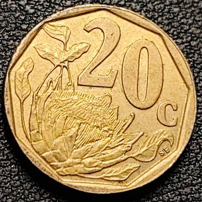 泉币菌-第184场- 精品福利场 今天的第一场 23:30分还有第二场 不见不散（192场和之前的 2月14日发货） - 帝王花 花中之王-普蒂亚花 南非20分硬幣 19mm