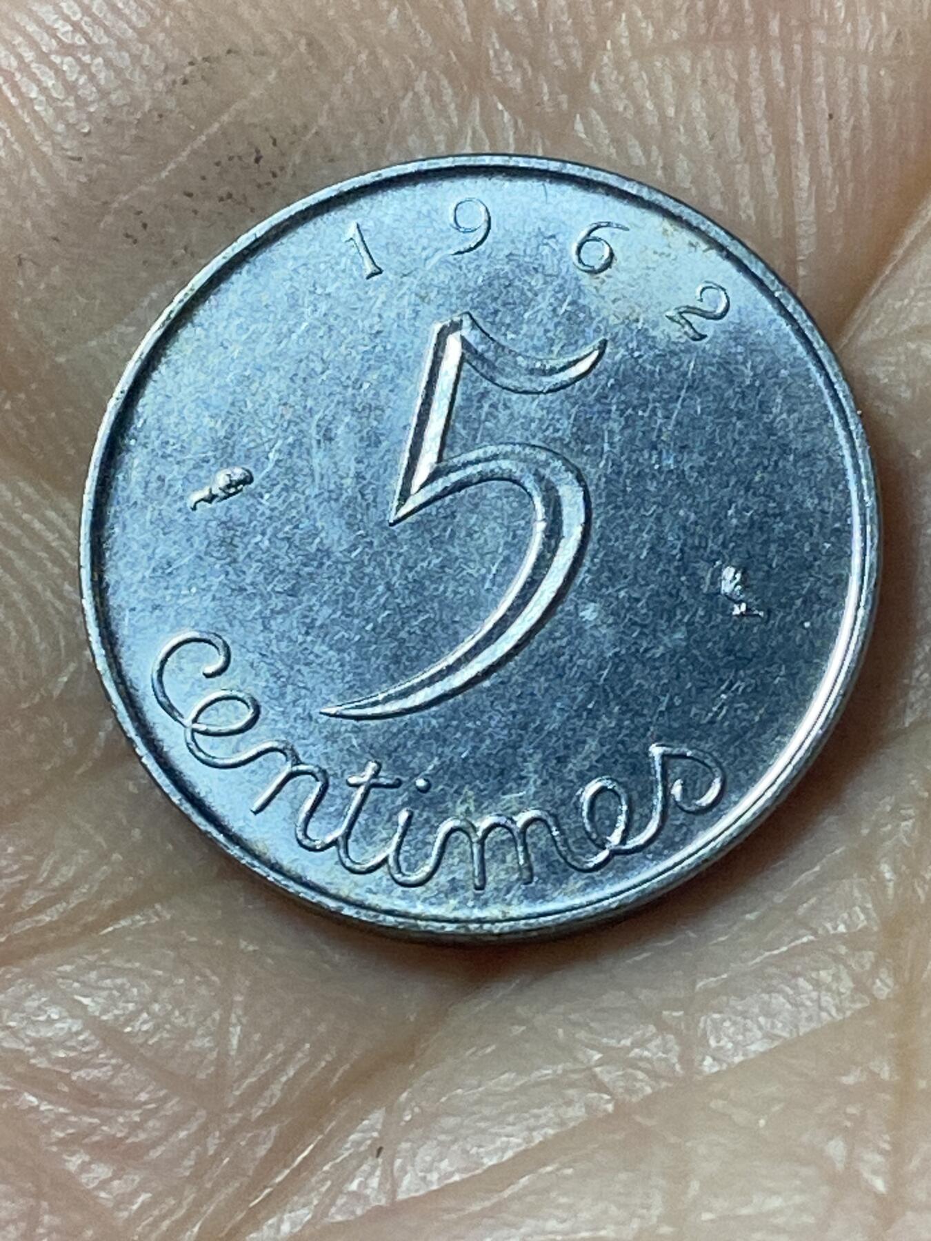 2026年第二十一场(总第一百九十场）外国好品散币场(免佣金) 法国🇫🇷1962年5生丁(Owl–猫头鹰标)