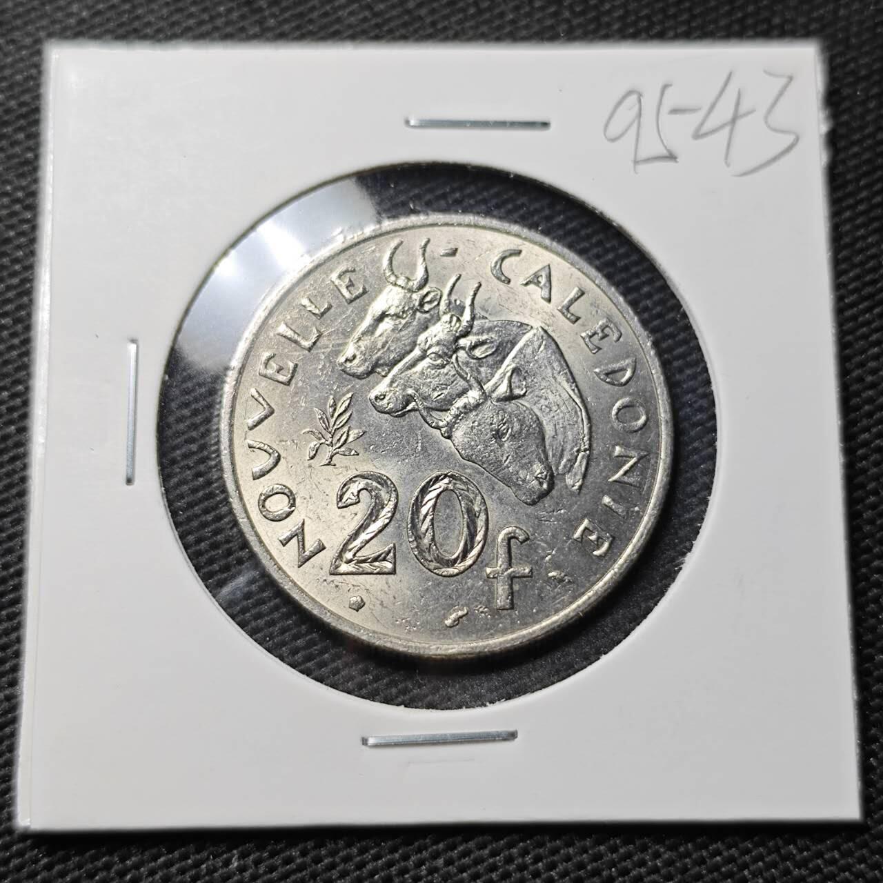 KK钱币收藏小铺  第395期  2月预留时间 周末发货 1977法属新喀里多尼亚20法郎 好品