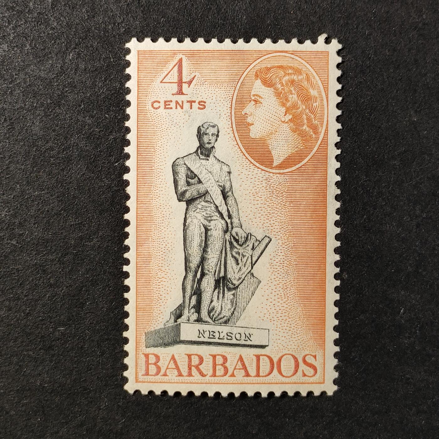 ↓君缘收藏736期☞钱币邮品↓无佣金、可寄存、满30元包邮  英属巴巴多斯邮票，1954年伊丽莎白二世女王·纳尔逊纪念碑邮票