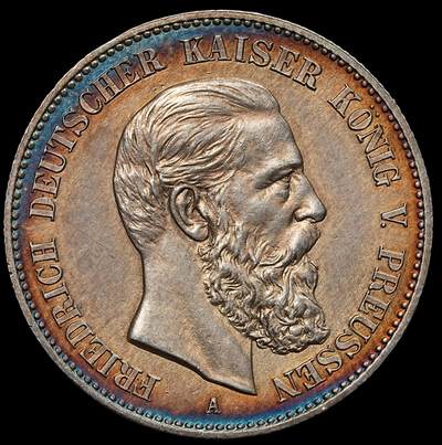 修遠堂世界钱币第104期 - 1888年普鲁士弗里德里希三世2马克银币