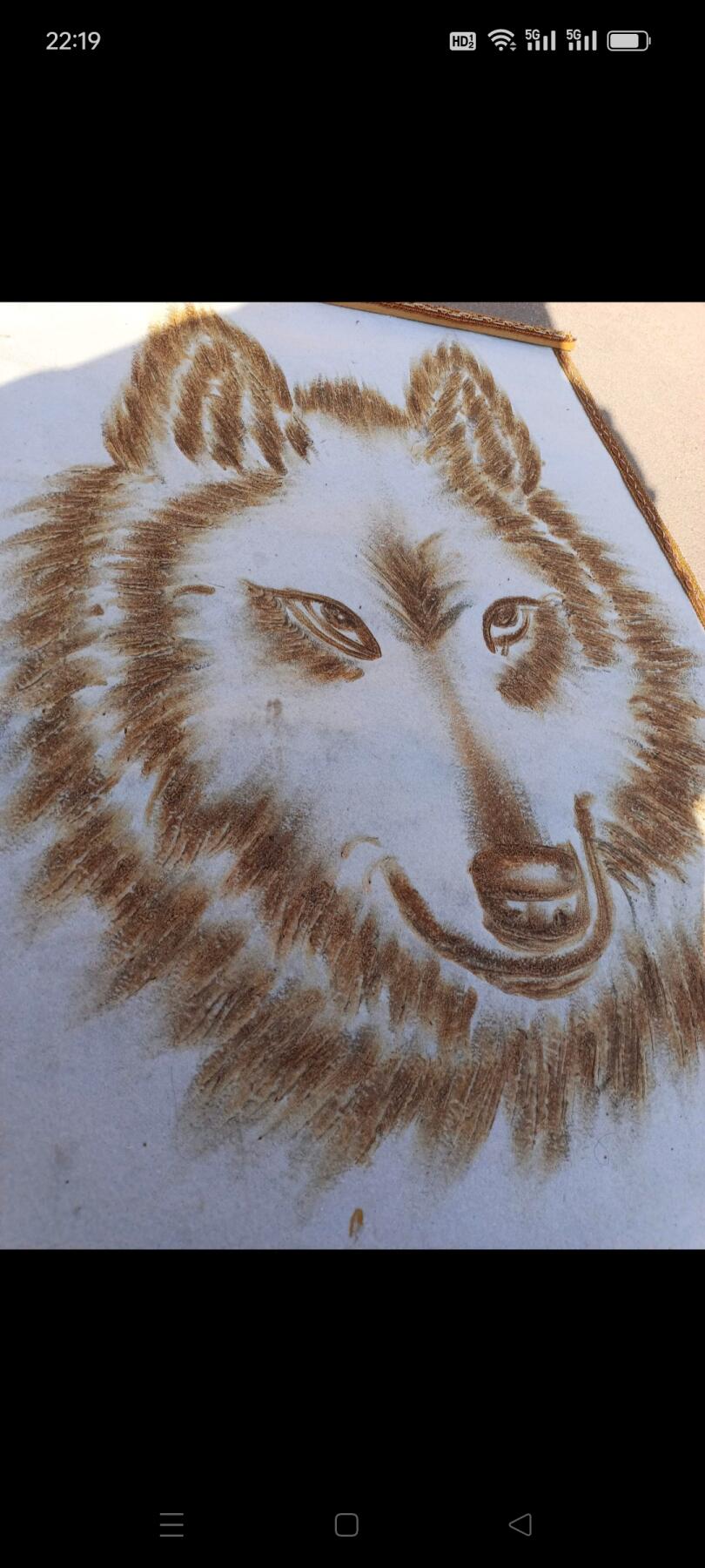 一对毛毡 狼王 图，纯手工烫制，艺术精品，悬挂佳品！