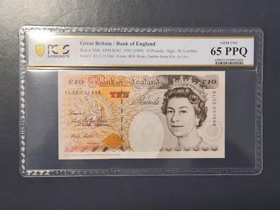 2月9号晚上8点 外国纸币自动截拍第22场 - PCGS65PPQ 稀少签名英国10镑