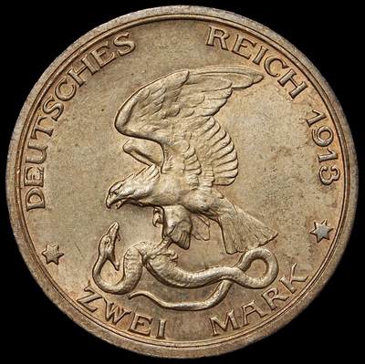 修遠堂世界钱币第104期 - 1913年普鲁士战胜拿破仑百年纪念2马克银币