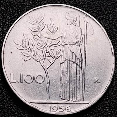 泉币菌-第184场- 精品福利场 今天的第一场 23:30分还有第二场 不见不散（192场和之前的 2月14日发货） - 意大利早期100里拉 月亮和记忆女神密涅瓦 不锈钢币 27.8mm