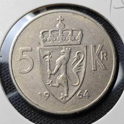 KK钱币收藏小铺  第395期  2月预留时间 周末发货 - 1964挪威5欧尔